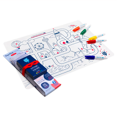 Super Petit 矽膠彩繪餐墊 幼童塗鴉 可彎曲折疊 清潔後可重複上色 100%食品級矽膠 可用洗碗機/烘碗機清洗, 城市探險, 1組