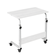 簡約升降可移動邊桌, 鋼管烤漆 MOF纖維板, 桌面約60x40cm, 高度可調約70~90cm, 顏色: 蘋果木, 暖白, 高雅木, 黑拉絲