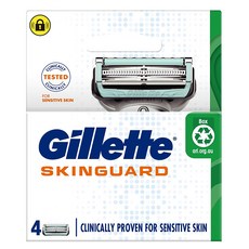 Gillette 吉列 SkinGuard 紳適系列刮鬍刀頭 敏感肌適用 蘆薈潤滑, 1組, 4個