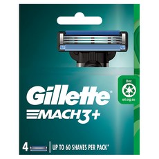 Gillette 吉列 Mach3 鋒速系列刮鬍刀頭, 淨澈條刮除表層皮脂, 奈米級5層漸進式刀片, 360°零死角旋轉刀頭, 一刮即淨, 4個裝, 1盒