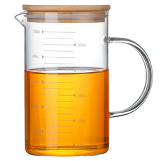 FOREVER 竹蓋可微波耐熱烘焙量杯 17.5 x 10cm 478g, 單一顏色, 1L, 1個