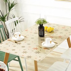 好物良品 設計款印花質感生活軟玻璃 防油 防燙 防髒 PVC餐桌墊, 120 x 60cm, 雪花, 1個