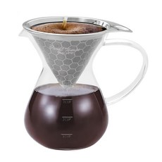 Pearl Horse 寶馬 巴魯尼手沖咖啡壺 TA-G-10 3400cc 免濾紙手沖壺, 400ml, 1組, 濾杯 + 玻璃壺