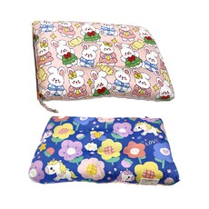 100%純棉可水洗兒童枕頭 Set 2, 43 x 28 x 6cm, 花朵獨角獸+糖果兔兔