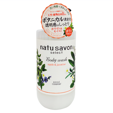 KOSE 高絲 natu savon 然植萃 潤澤感植物性透明感沐浴乳，蘋果茉莉香, 500ml, 1瓶