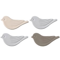 Kimsunghun Creamics 小鳥造型匙筷架 Set 4入 陶瓷 韓國製, 淡米色+淺灰色+深灰色, 1組