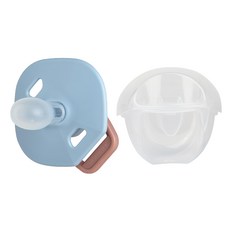 MOTHER-K 拇指安撫奶嘴 附收納盒 矽膠材質 8g超輕量, 新生兒用, 寧靜灰藍, 1個