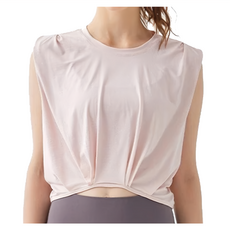 高彈性顯瘦修身排汗短版運動背心-粉色 M