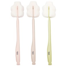 tgm 萬用海綿奶嘴刷套裝 荷蘭高品質海綿 極佳清潔力 不刮傷用具 帶掛勾設計, 橄欖綠+珊瑚粉+奶茶色, 1組