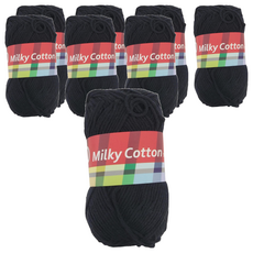 brandyarn Milky Cotton Red系列 棉混紡針織線 Set, 黑色, 50克 2入, 棉60.8% 壓克力39.2%, 8捲