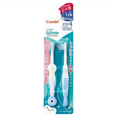 Combi 康貝 teteo第四階段刷牙訓練器 適用於1歲半以上兒童 幫助養成每日刷牙習慣, 天藍色, 2支, 1組