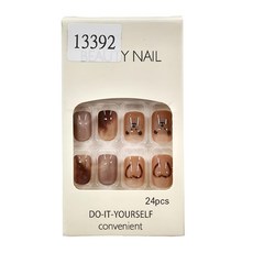 理享家 穿戴甲 彩繪凝膠美甲貼片 13392 琥珀小熊 24片, 1盒