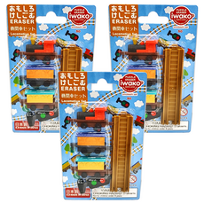 Iwako 造型橡皮擦 機關車Set, 日本製造, 貨物列車及鐵軌, 3組