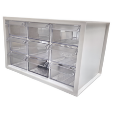 livinbox 零件箱 9小抽 W234 x D154 x H148 mm, 白色 + 透明色, 1個