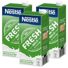 Nestle 雀巢 全脂牛乳 100%紐西蘭純生乳, 1L, 3瓶