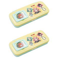 收納王妃 間諜家家酒鏡梳組筆盒, 黃綠色, 2個