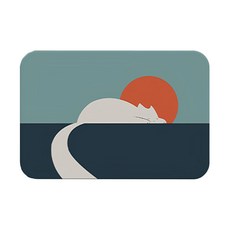 西格傢飾 畢卡喵軟珪藻土防滑吸水地墊 瞬間吸水 快速揮發 柔軟舒適 防滑穩固 易清洗, 瞌睡喵, 40 x 60cm