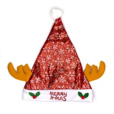 摩達客 耶誕派對 閃亮銀雪花小牛角聖誕帽 金蔥布棕色, 棕色, 1個