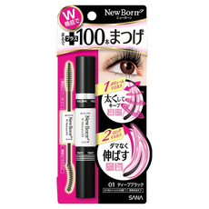 SANA 莎娜 New Born 柔和兩用濃密纖長睫毛膏 豐盈濃密 極致纖長 溫水可卸, 濃厚黑, 1支