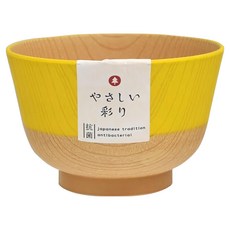 木紋抗菌輕便湯碗 日本製, 黃色, 1個