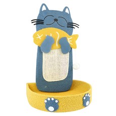 哈囉毛孩 立式L型劍麻貓抓板貓窩, 絨毛包覆, 玩具毛球, 不易掉屑, 劍麻板59 x 32 x 3cm + 底座40 x 33 x 8cm, 喵喵愛吃魚, 1個