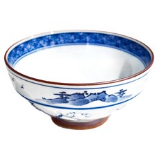 染付山水飯碗 - 日本製 寬:11.5/高:4.5 (cm) 容量:210 (mL) 藍色 + 白色, 染付山水 藍色 + 白色, 1個