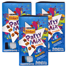 Friskies 喜躍 Party Mix 香酥餅 貓用零食 - 鮪魚、鮭魚、鯛魚口味, 海洋鮮味, 480g, 3盒