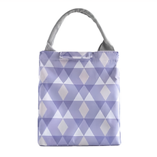 E.City 新文青風立體圓提把保溫保冷便當袋野餐包 加厚材質 雙層結構設計 防潑水牛津布 珍珠棉 加大容量 造型 時尚環保, 山間山 紫色, 110g