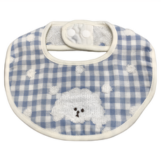 HARTWELL 今治口水巾 - 格紋小狗造型, 22 x 26cm, 藍