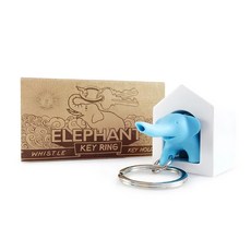 QUALy 小象哨匙圈 造型鑰匙圈 + 造型收納座 QL10187-BU 52 x 34 x 28mm, 藍色, 1組