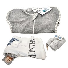 insular 茵秀麗 可莉鹿 嬰兒禮盒組 (0-3個月/3-6個月/6-9個月), 柔軟精梳棉 吸濕排汗, 灰色, 1盒