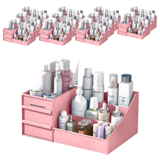 化妝品收納盒 塑膠材質 長25.5cm 寬15.5cm 高11.5cm, 粉色, 12個
