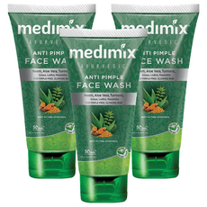 Medimix 阿育吠陀草本抗痘洗面乳 含蘆薈、薑黃 不含皂鹼、介面活性劑、防腐劑, 150ml, 3條