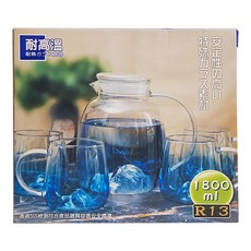 日安工坊 R13 壺套組 Set 一壺4杯, 耐熱玻璃, 1800ml, 1.8ml, 1組