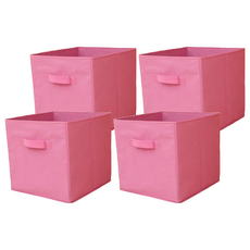 小綠豆居家百貨 可折疊無蓋收納箱, 有效節省空間, 28 x 28 x 28cm, 粉色, 4個