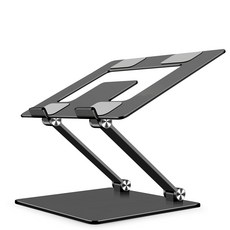 Ermutek 二木科技 鋁合金雙軸摺疊式筆電平板支架 散熱架/可攜式多用途增高架 (深灰色), 1個