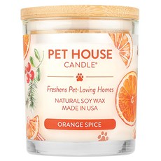 PET HOUSE 室內除臭寵物香氛蠟燭，香橙肉桂，天然大豆蠟，美國製造, 255g, 1罐