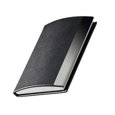 reflects 磁性皮革名片盒 PU皮革 不鏽鋼 9.5 x 6.5 x 1.2 cm, 1個, 黑色 + 銀色