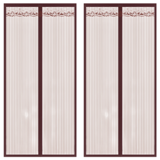 西格傢飾 加寬多段式免穿磁條防蚊門簾 2片 金剛網聚酯纖維材質, 100 x 210cm, 素面咖啡色