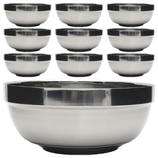 SEVENFREE 雙層真空不鏽鋼冷麵碗 直徑18cm, 10個, 銀色