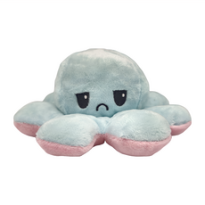 雙面翻轉章魚抱枕, 35CM, 淺粉+淺藍