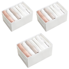 衣櫃分格收納袋 7格, 升級版尼龍+PP材質, 白色, 36 x 25 x 20cm, 3個