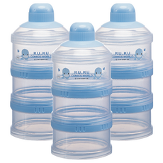 KU.KU Duckbill 酷咕鴨 三層奶粉罐, 方便攜帶, 夜晚預先填奶粉, 藍色, 3組