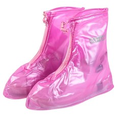 利雨 防雨鞋套, 防水耐磨防滑環保PVC材質, 粉紅色, 筒高約22CM, 1雙