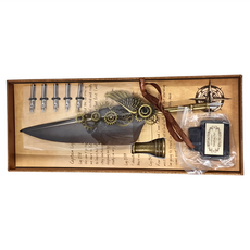 歐式復古工業風羽毛鋼筆禮盒, 精選羽毛, 精工細作, 升級筆座款, 收納裝飾, 別具風格, 灰本色