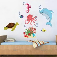 KISS貼貼 靜電無痕隨變貼 童趣壁貼, 海底世界 多色