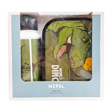 MEPAL兒童水壺餐盒組 ABS材質 荷蘭製造, 水壺64 x 70 x 184mm 400ml + 餐盒178 x 132 x 61mm 750ml, 侏儸紀, 1組