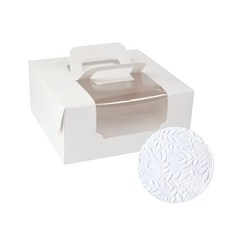 Pomei 博美 6吋手提鏤空蛋糕盒 壓紋白 (10入), 1組