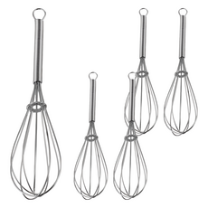 MINEXMETAL 不鏽鋼打蛋器 尾端附吊掛孔, 5個, 不鏽鋼色