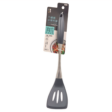 樂司廚品 不鏽鋼矽膠煎鏟, 304不鏽鋼, 耐高溫-10~220度, 35.5cm, K0374, 1支